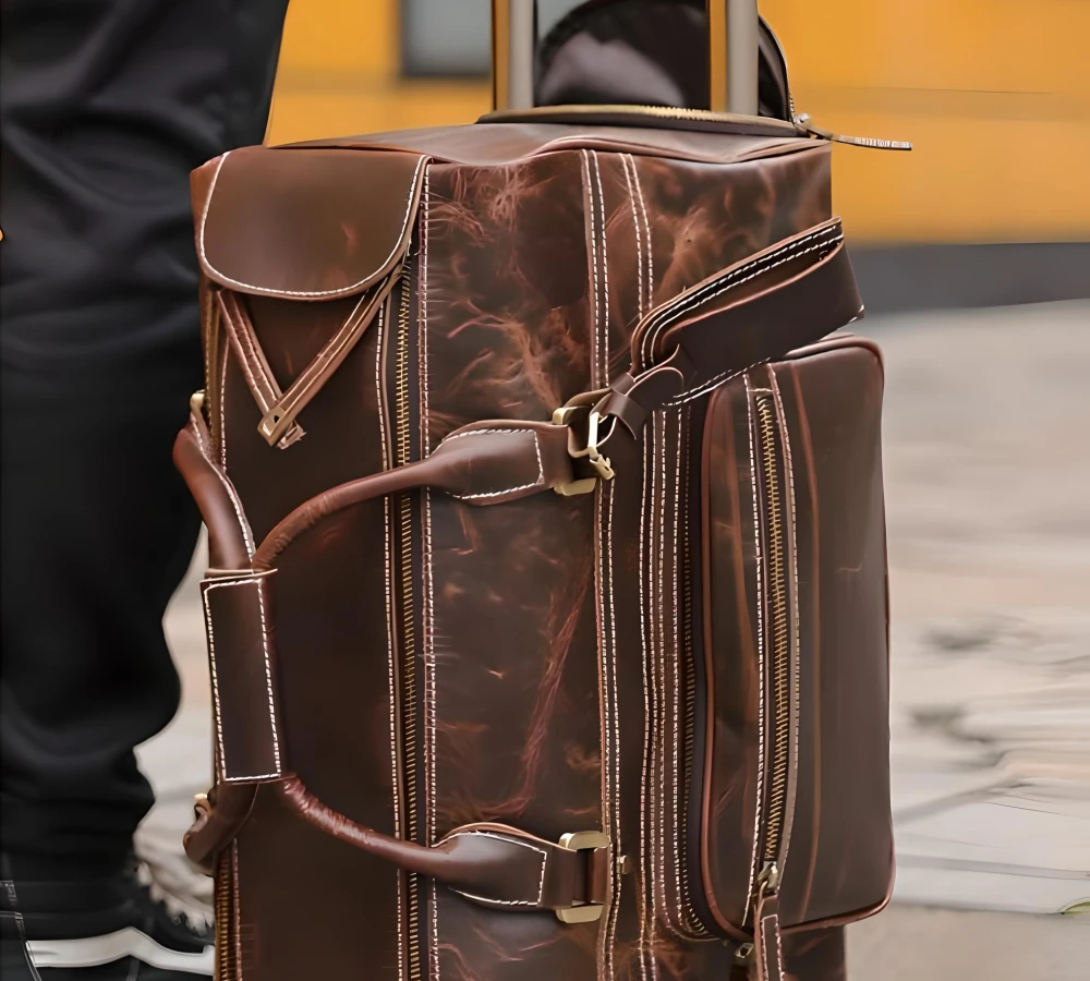 leather duffle carry on